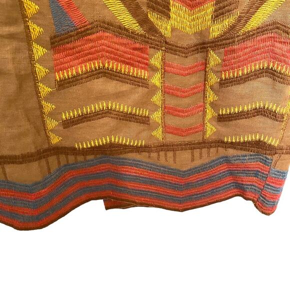 Zara Embroidered Brown Boho Navajo Print Skirt size small - Picture 3 of 8